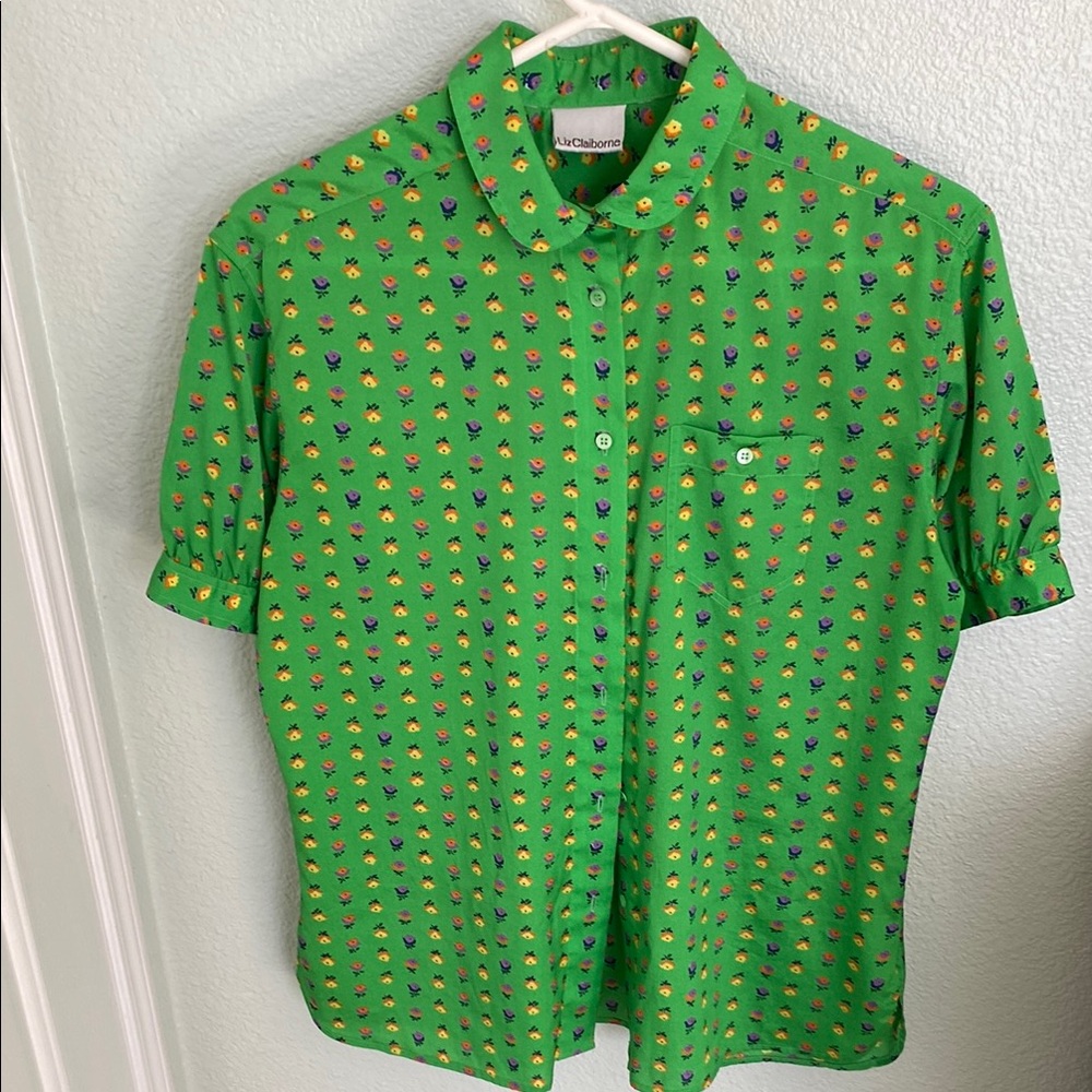 Claiborne Green Floral ladies Shirt